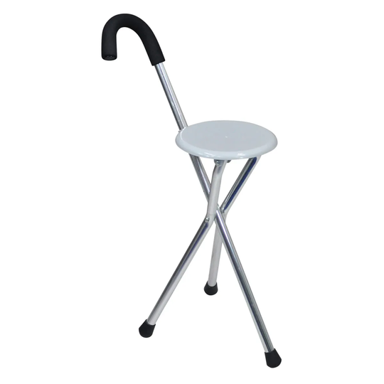 Aidapt Folding Seat Cane - Silver & Grey