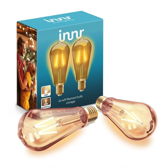 INNR Wifi E27 Filament St64 Edison Vintage 2200k 350lm 2-pack