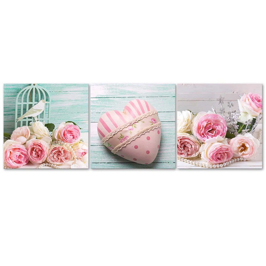 Canvas Print Heart Roses Flowers