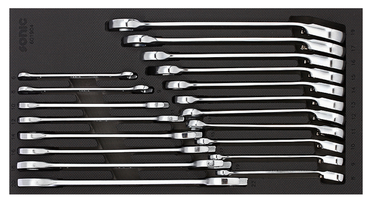Sonic Ratchet Ring & Double Spanner Set 19-Piece 601904