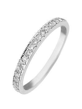 Love DIAMOND 9ct White Gold 0.25ct Diamond Wedding Band Ring, White Gold, Size Q, Women