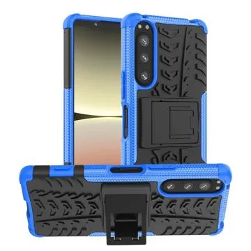 Anti-Slip Sony Xperia 5 IV Hybrid Case with Stand - Blue / Black
