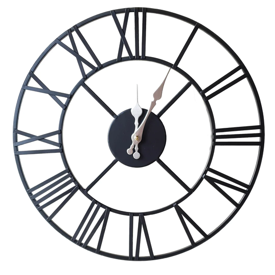 40Cm White Large Metal Skeleton Wall Clock Indoor/Outdoor