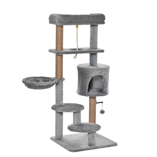 PawHut Cat Climbing Tree and Activity Center - Light Grey