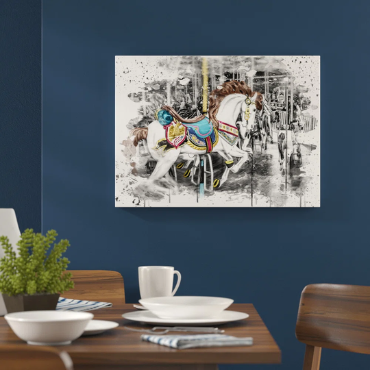 'Carousel Fairground Horse' Graphic Art Print Poster