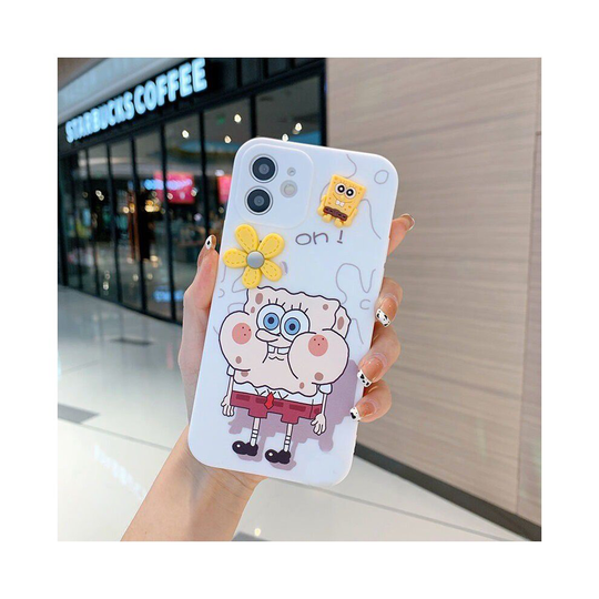 (SpongeBob A, iPhone 12) Cute SpongeBob Patrick Star Soft Phone Case For iPhone
