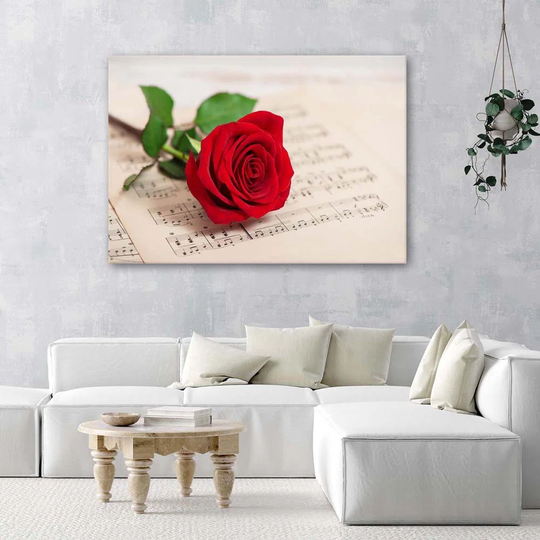 Canvas Print Red Rose Flower Music