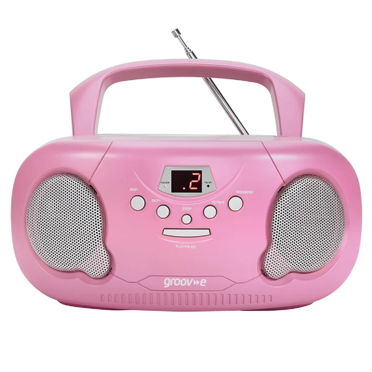 Groov-e Original Boombox Portable CD Player with Radio - Pink