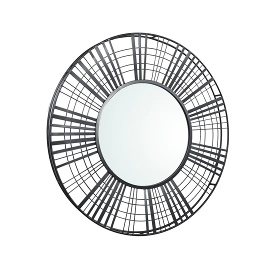 Towlson Round Metal Framed Wall Mounted Accent Mirror in Gray