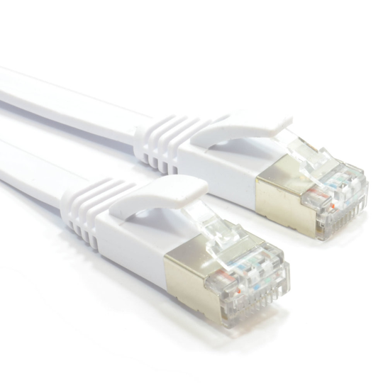 kenable FLAT CAT6A S STP Shielded 500MHz Ethernet LAN Cable RJ45 5m WHITE