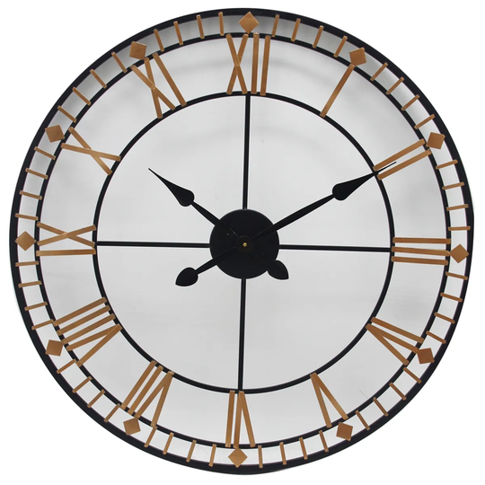 Celestial Black and Rose Gold Metal Round Wall Clock