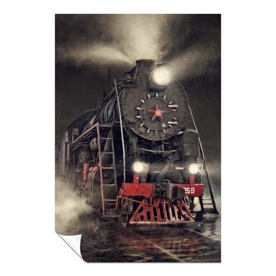 Panther Print Fine Art Prints Black & Red Train Old Rail Road Artistic Unframed Poster, Pictures For Home Walls, Bedroom, Living Room & Bathroom Decor