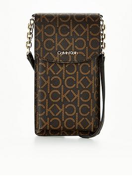 Calvin Klein Must Phone Pouch Crossbody Mono - Brown
