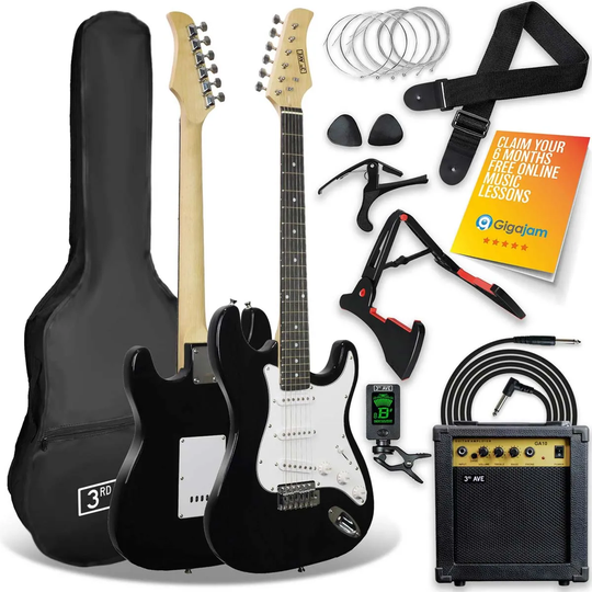 3rd Avenue Rocket Series 4/4 Electric Guitar Pack - Black