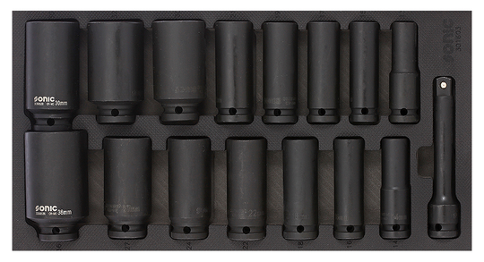 Sonic Power socket set 1/2", SFS 1/3 Long 16-piece 301603