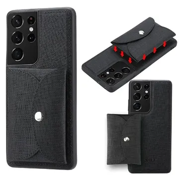 Vili T Samsung Galaxy S21 Ultra 5G Case with Magnetic Wallet - Black
