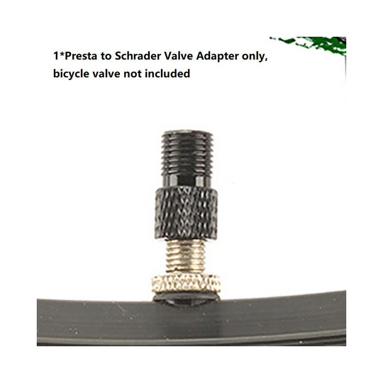 (Black) Presta To Schrader Valve Adapter Converter Bike