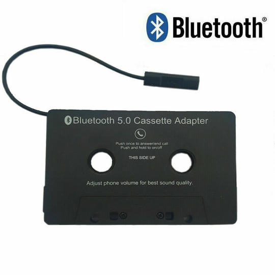 BLUETOOTH BLACK CAR CASSETTE TAPE ADAPTER FOR IPHONE ANDROID CASSETE