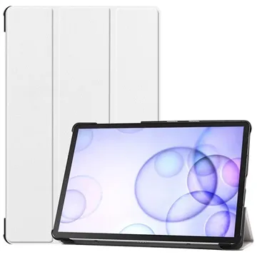 Tri-Fold Series Samsung Galaxy Tab S6 Smart Folio Case - White
