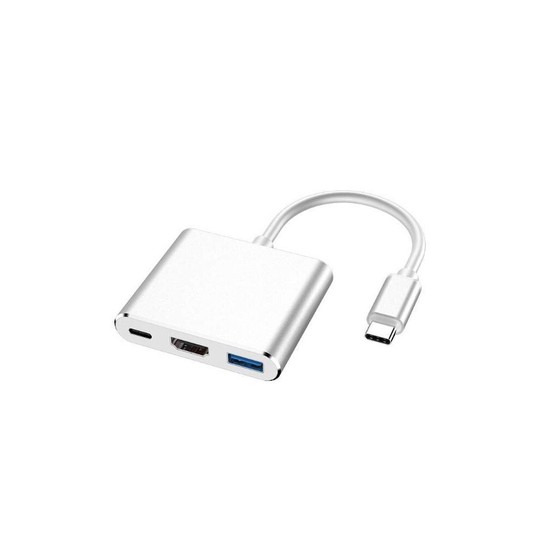 Usb Type-C To Hdmi 3-In-1 Converter Adapter Usb 3.1 Type C 4K Multiport For Macbook