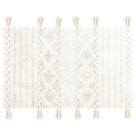 The Linen Yard Tassel Diamond Cotton Woven Anti-slip Bath Mat Natural/Ivory