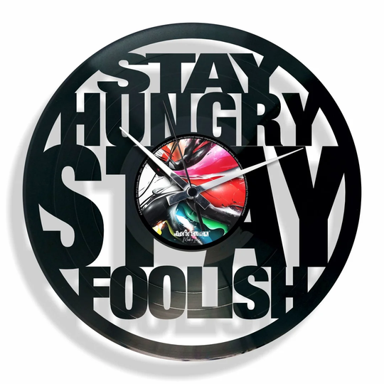 Stay Hungry Stay Foolish Vinyl Inspired by Steve Jobs 30cm Silent Wall Clock