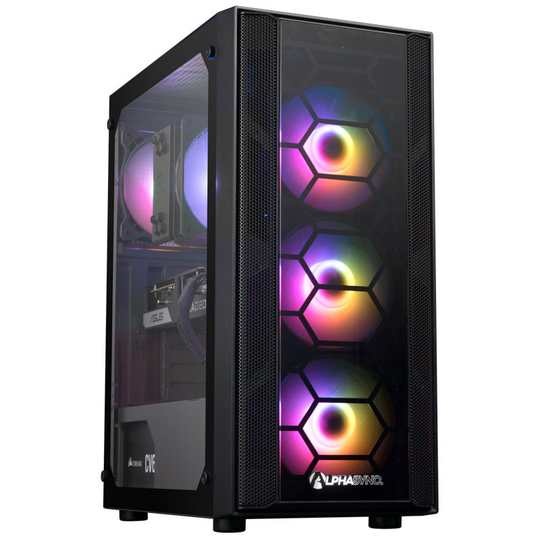 AlphaSync Onyx Gaming Desktop PC AMD Ryzen 5 16GB RAM 1TB HDD 500GB SSD RX6600 Windows 11 Home