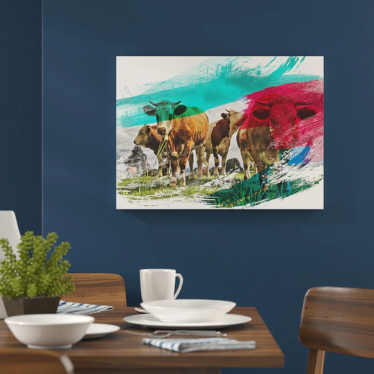 'Cows in the Meadow' Graphic Art Print Poster