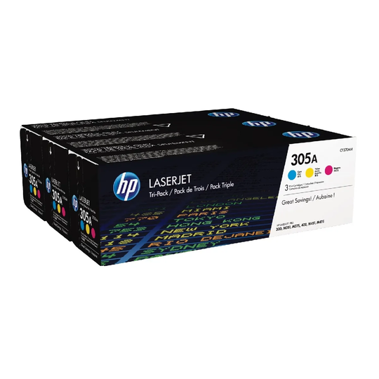 HP 305A 3-pack Cyan/Magenta/Yellow LaserJet