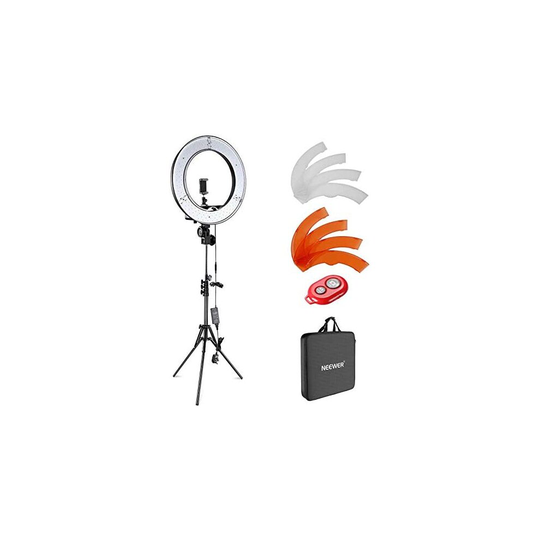 Neewer Ring Light with Stand Kit: 18-inch Outer 52W 5500K Dimmable LED Ring Light with Filter, Stand, Soft Tube, Phone Holder and Carrying Bag for Tik