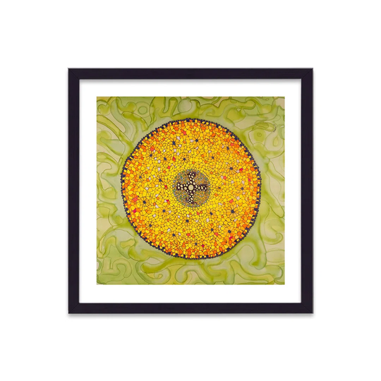 Cellular Beauty Art 7 Yellow on Green by Vouvart - Picture Frame Graphic Art