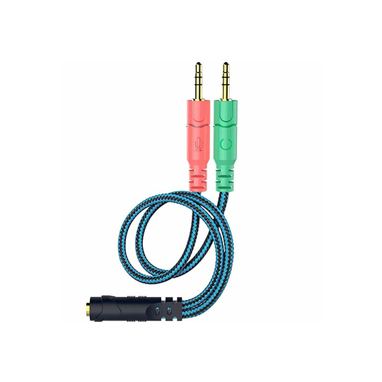 Gaming Headset to PC Adapter Splitter Cable Microphone and Headphone Jacks 1m