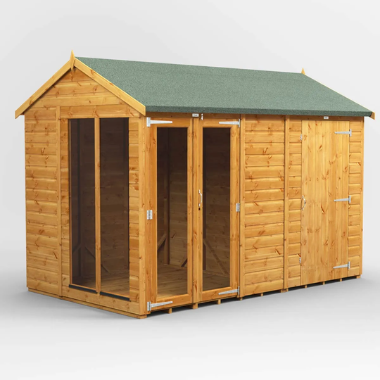 10X6 Power Apex Summerhouse Combi Including 4Ft Side Store