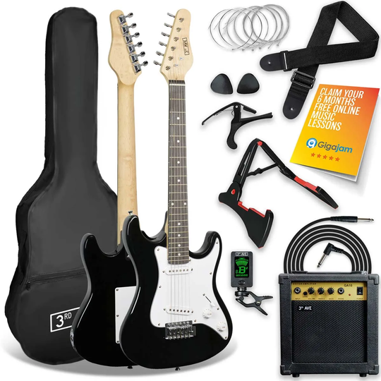 3rd Avenue Rocket Series 3/4 Electric Guitar Pack - Black