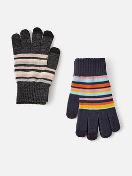 Accessorize Stripe Touchscreen Gloves Set Of Two
