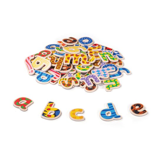Tidlo Wooden Magnetic Letters (Lowercase) - 58 Colourful Magnetic Wooden Letters , Includes A to Z & Extra Vowels , Quality Alphabet Magnets for Kids