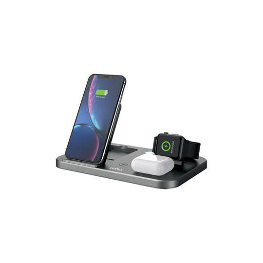 Veho DS7 Qi Wireless Multi-Charging Station | Trio Charging - Grey