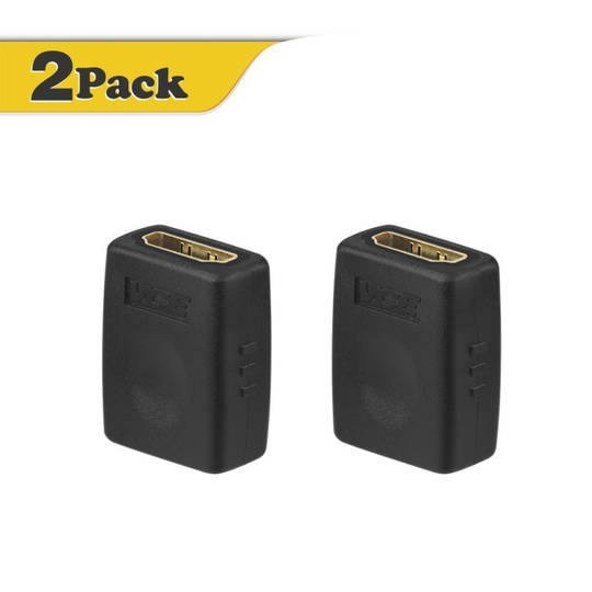 VCE (2 PACK) HDMI Female to Female Adapter Gold Plated High Speed HDMI Female Coupler 3D&4K Resolution