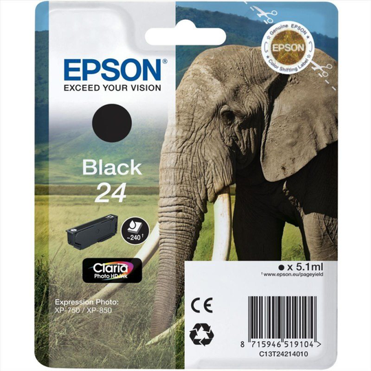 Epson Ink/24XL Elephant 10ml Black - C13T24314022