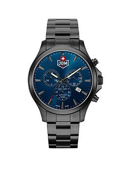 Jacques Du Manoir Military Men'S Alpha Multi Dial Black Stainless Steel Bracelet Watch