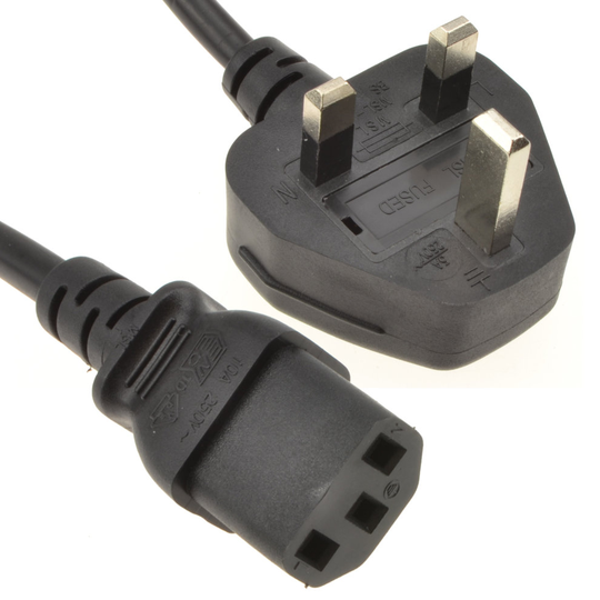 kenable Power Cord UK Plug to IEC Cable PC Mains Lead C13 1.8m 6ft
