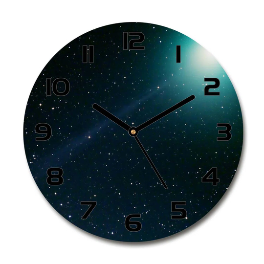 Glass Wall Clock 30Cm Round Decoration Picture Wall Art Modern Decoration Kitchen Living Room Silent - Galaxy,27580570