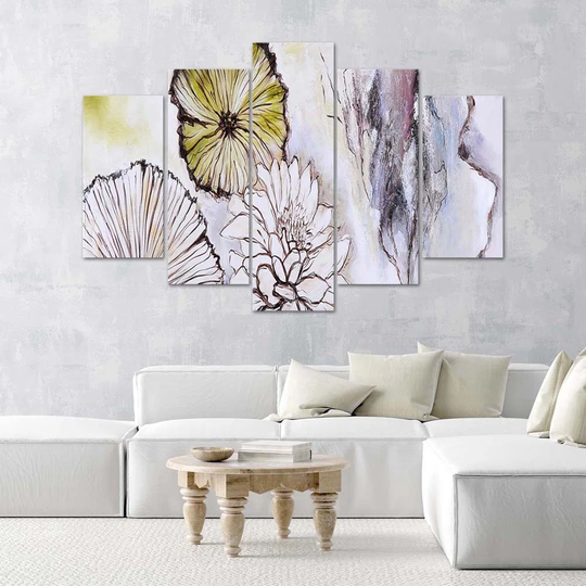 Canvas Print Watercolour Flowers Beige