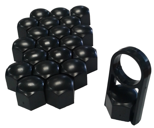 Universal wheel nut caps black plastic 17mm WNC04004