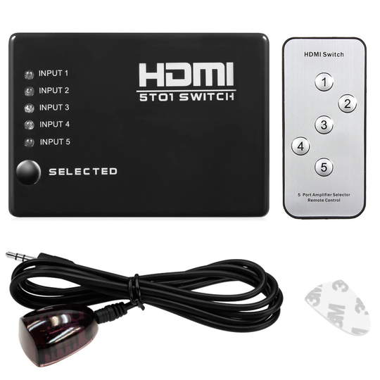 5 Port 1080P Video HDMI Switcher Splitter for HDTV DVD PS3 IR Remote