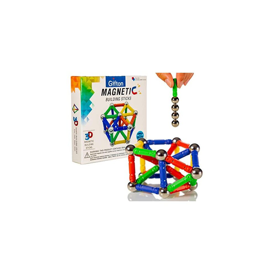 Gifton - Magnetic Building Sticks Blocks STEM Toy Set 30pc Kids Learning Educational Construction Fidget Magnet Toys Gift For Boys Girls Age 5 6 7 Y