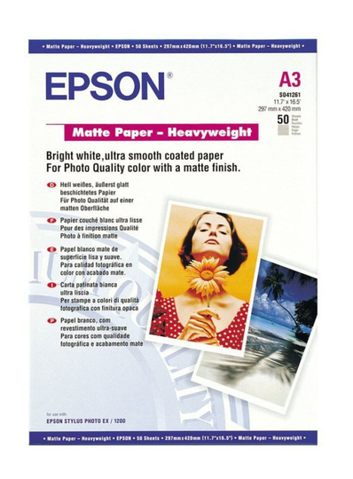 Epson Heavyweight A3 167gsm Bright White Matte Photo Paper - 50 Sheets
