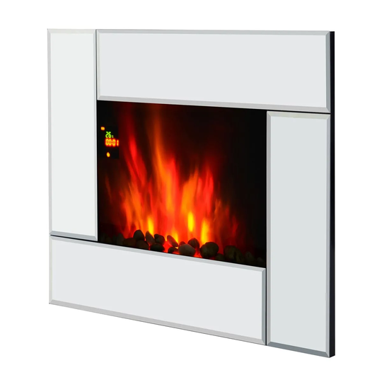 Etna 1.8kW Electric Fireplace Heater Wall Mount With Remote Control Flame Effect