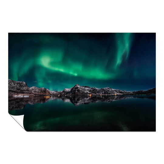 Panther Print Fine Art Prints AURORA BOREALIS Northern Lights Reflection On The Lake Artistic Unframed Poster, Pictures For Home Walls, Bedroom, Livin