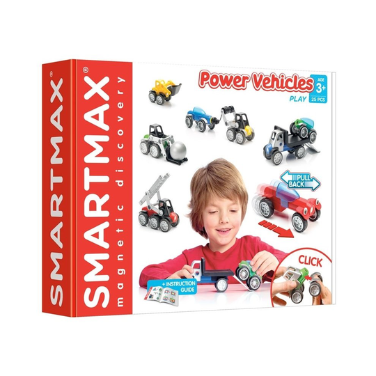 SmartMax Power Vehicles Play Magnetic Building Set 25 PCs With Instructions Guide Click and Play Ages 3 Years+